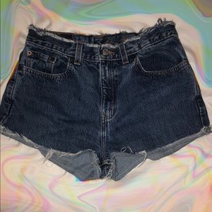 levi distressed high-waisted vintage jean shorts